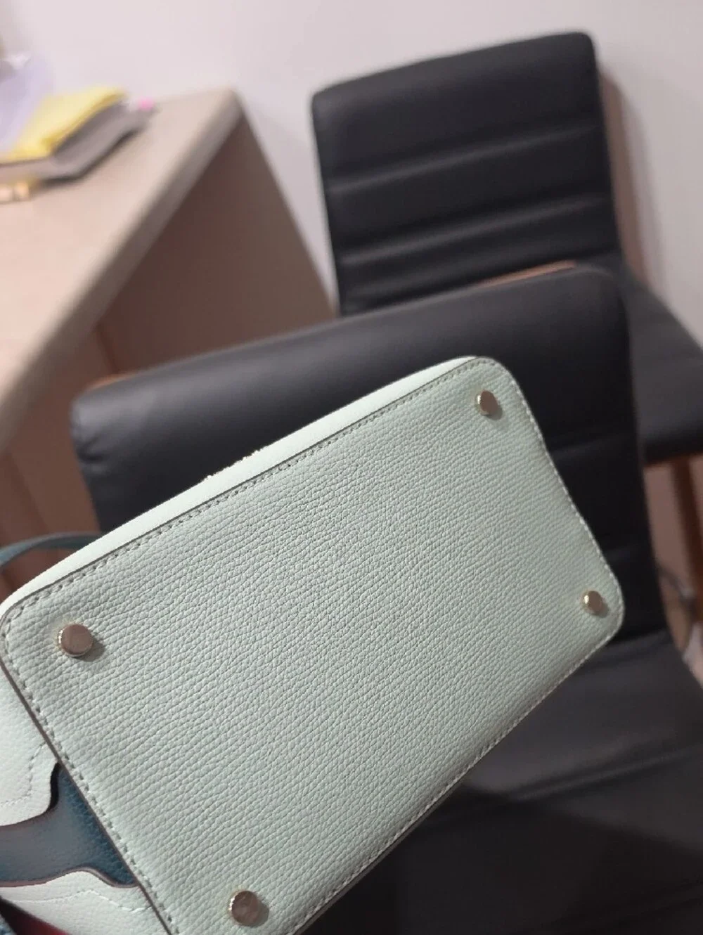 kate spade mint and teal leather bucket crossbody bag